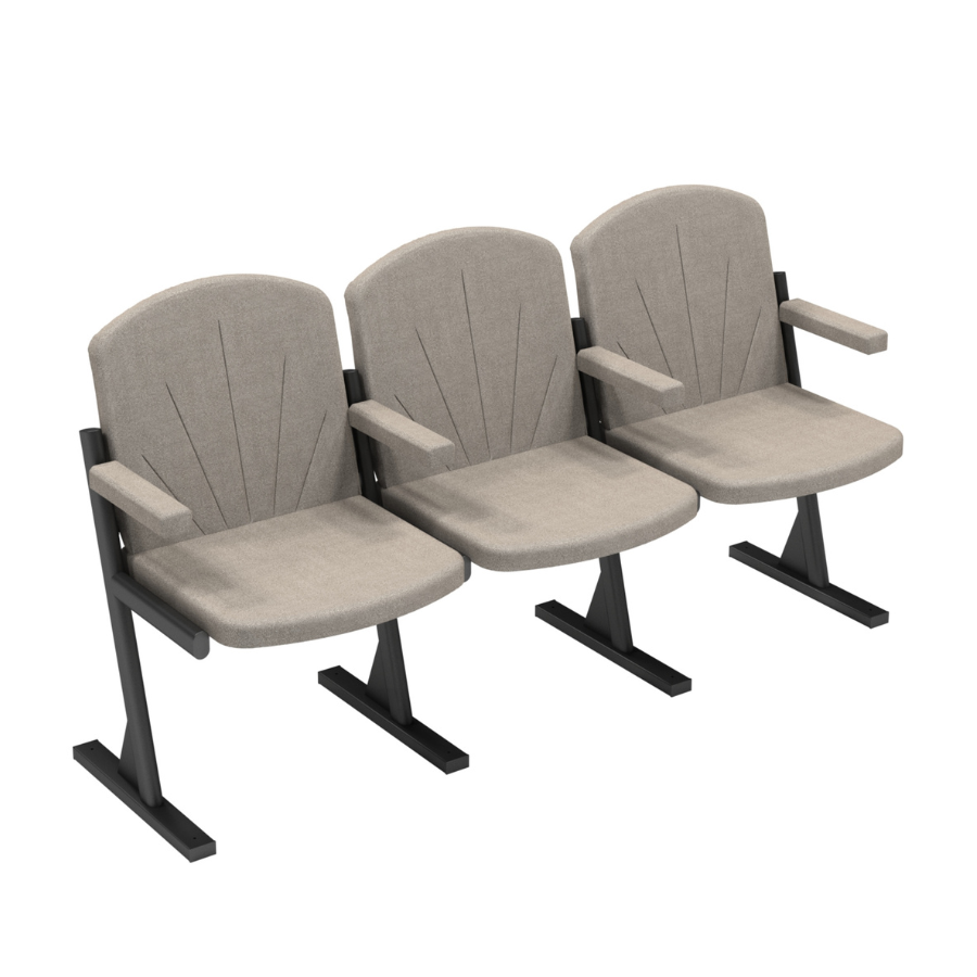 М'яке крісло 3-місне для актового залу, на металевому каркасі, матеріал оббивки - тканина, АЛМАНТ, 1620х545х880 мм.